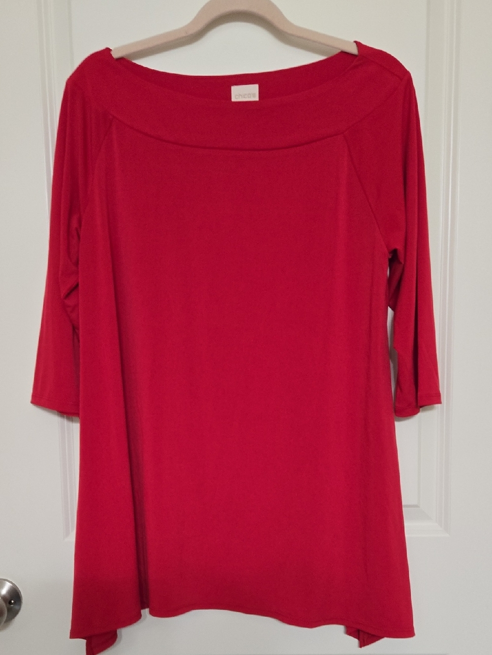 Chico's Red Boatneck Dolman Tunic